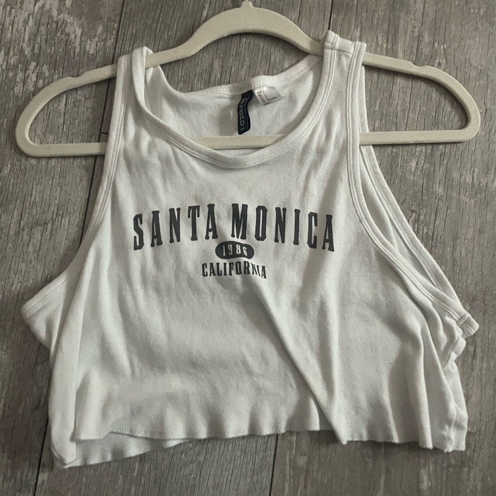 H&M White Sleeveless Crop Tank Top